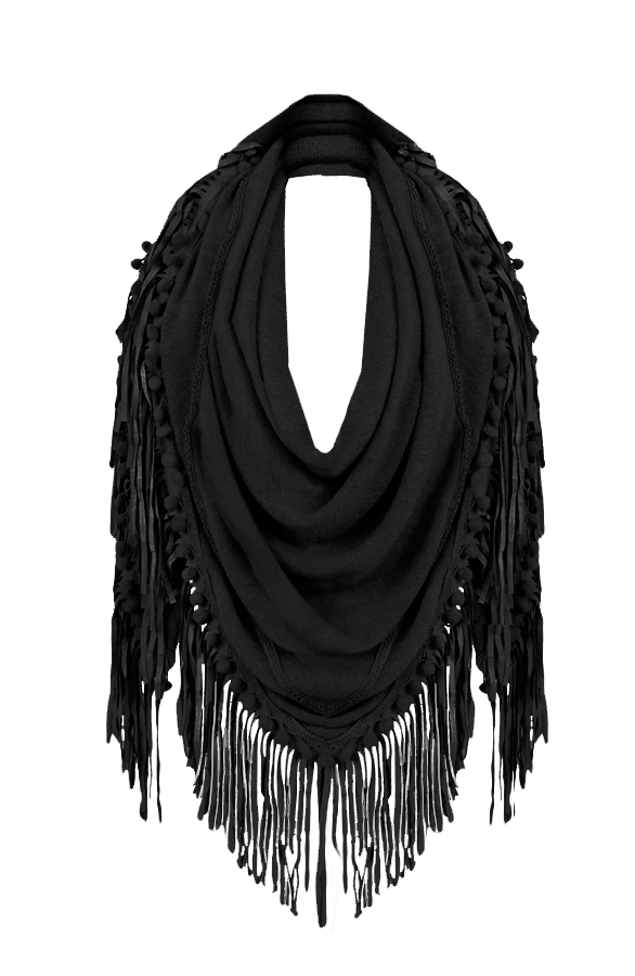 All About Fringe Sjaal Black – shoparchief