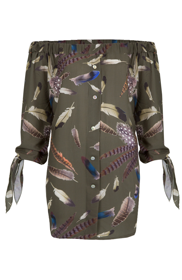 Feather Strapless Blouse Army – shoparchief