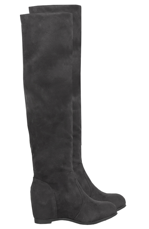 Overknee Suede Wedges Grey – shoparchief