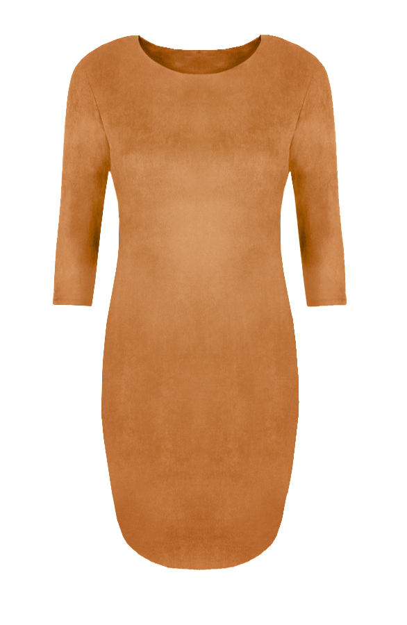 Suede Jurk Cognac – shoparchief