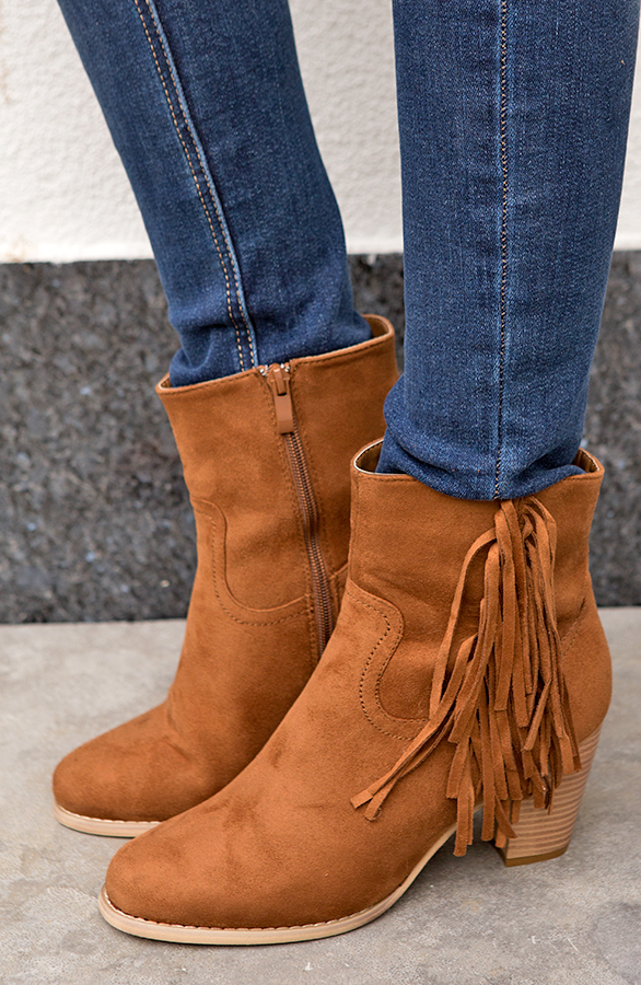 Autumn Fringe Booties Cognac – shoparchief, foto 2