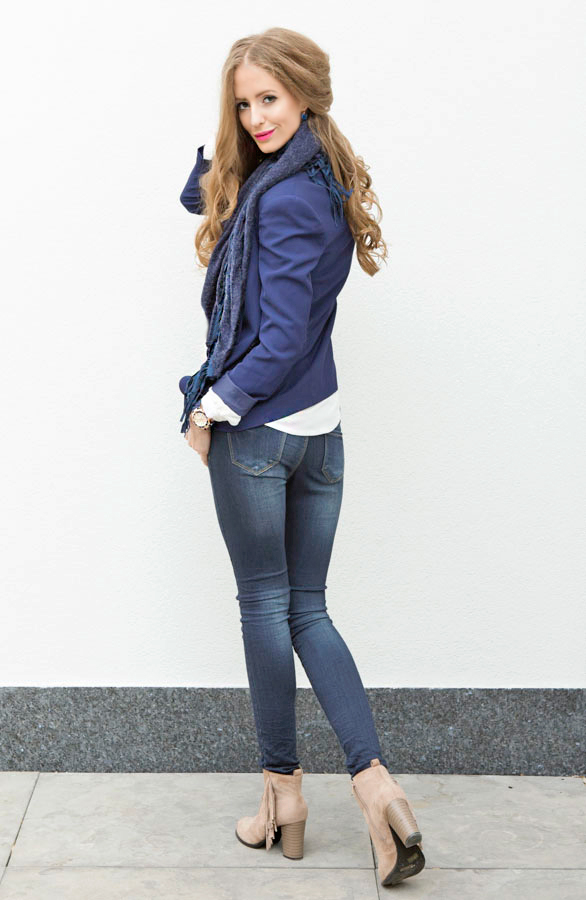 All About Fringe Sjaal Navy – shoparchief, foto 5