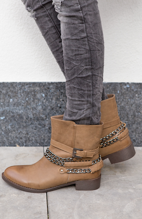Chain Biker Booties Taupe – shoparchief, foto 2