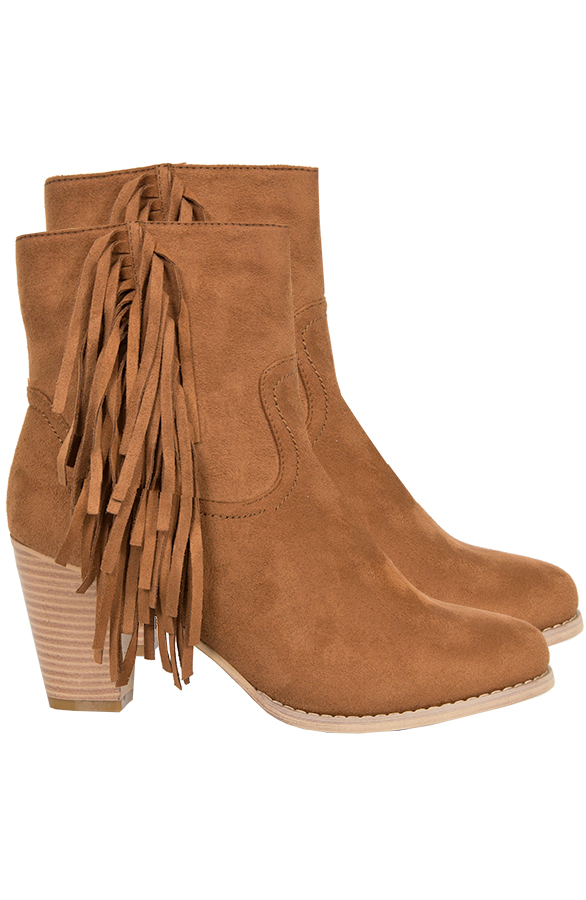 Autumn Fringe Booties Cognac – shoparchief