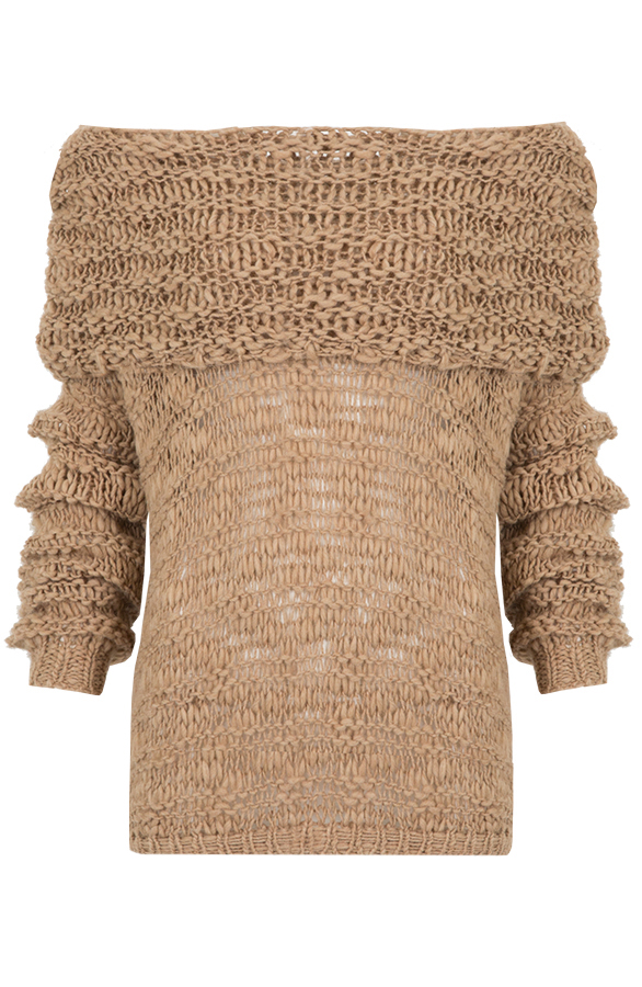 Coll Sweater Off Shoulder Camel – shoparchief