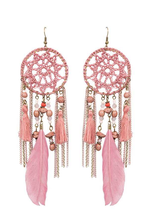 Dreamcatcher Oorbellen Blush Pink – shoparchief