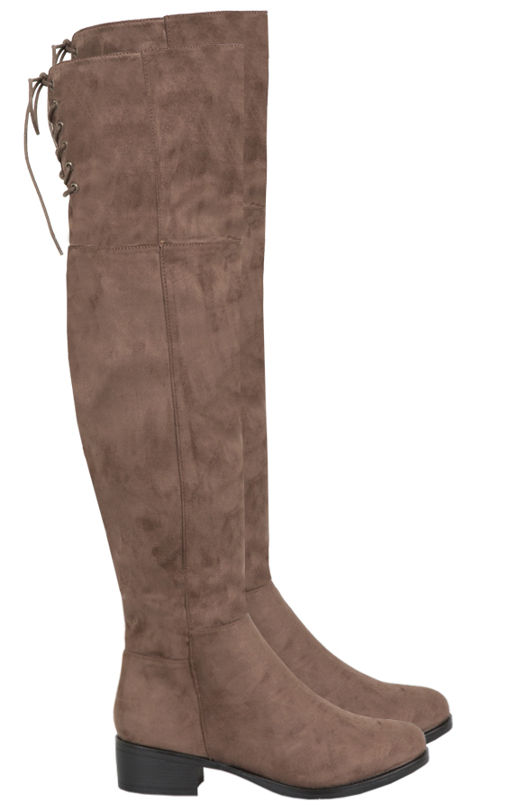 Overknee Suede Boots Taupe 2.0 – shoparchief
