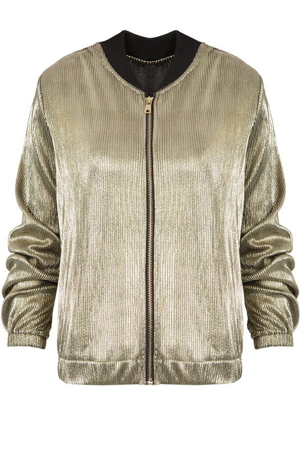 Plisse Bomber Jacket Gold – shoparchief