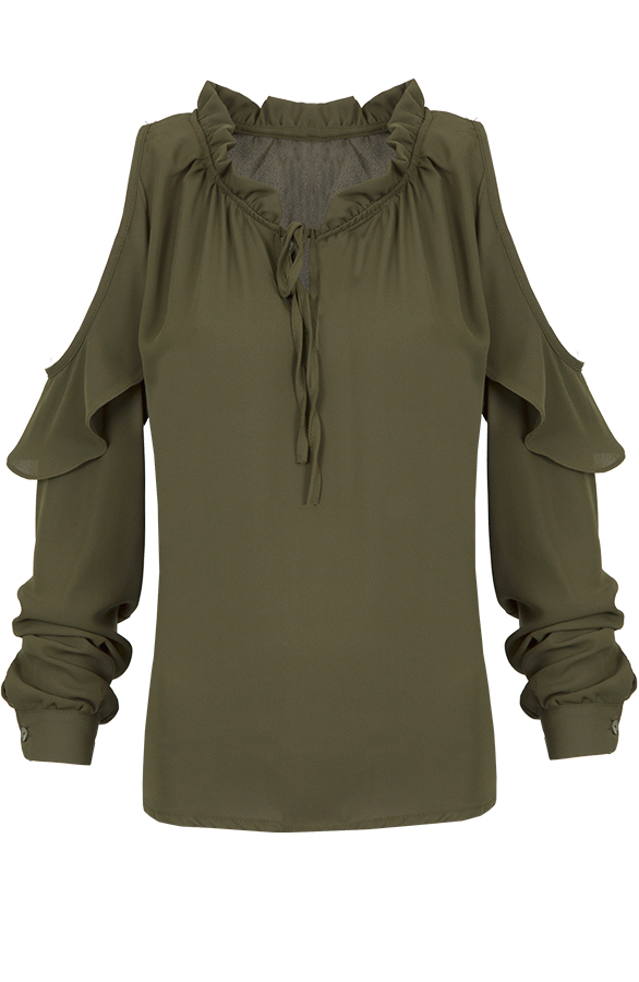 Ruffle Blouse Army Open – shoparchief
