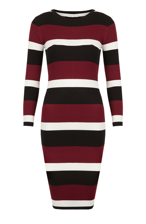 Striped Pencil Dress Bordeaux – shoparchief