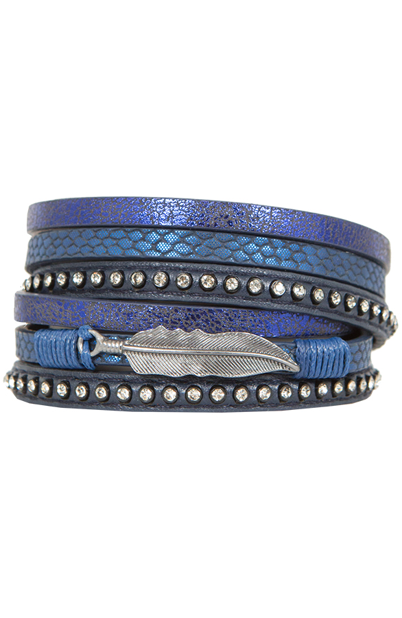 Wrap Bracelet Feather Navy – shoparchief