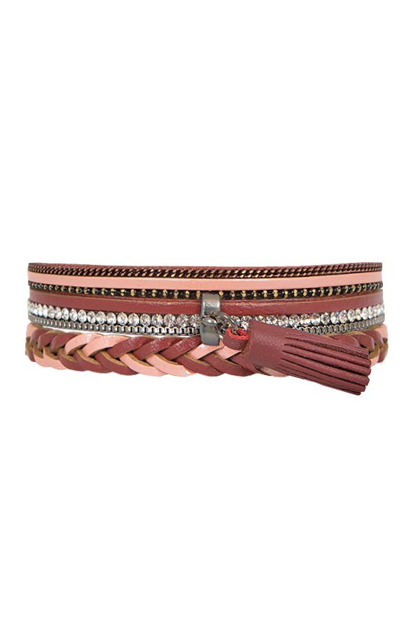 Wrap Bracelet Tassel Bordeaux, Shoparchiv