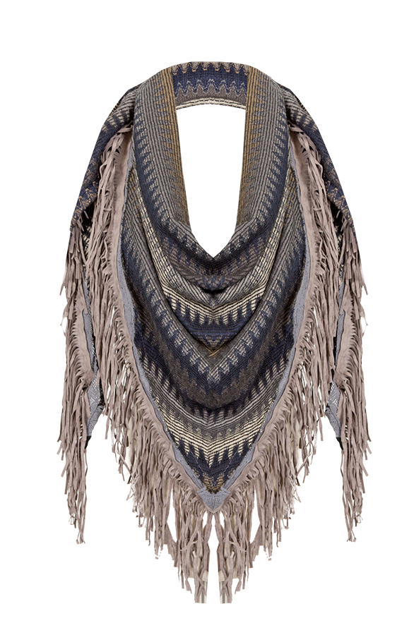 Zigzag Fringe Sjaal Blue – shoparchief