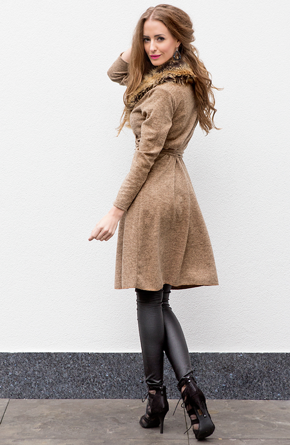 Fake Fur Cardigan Camel – shoparchief, foto 2