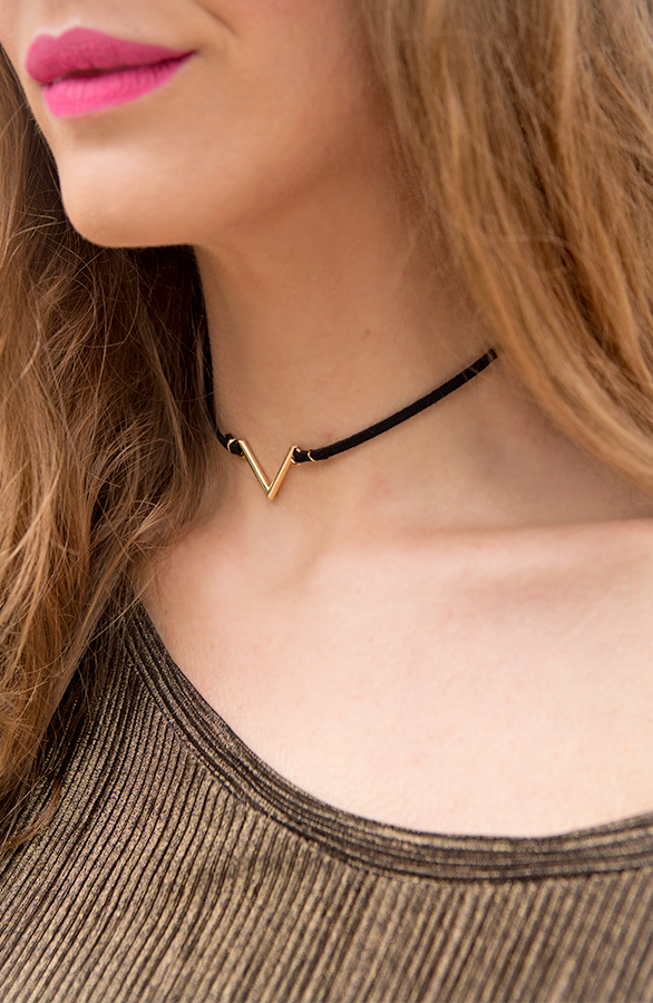 Choker Ketting V Goud – shoparchief, foto 2