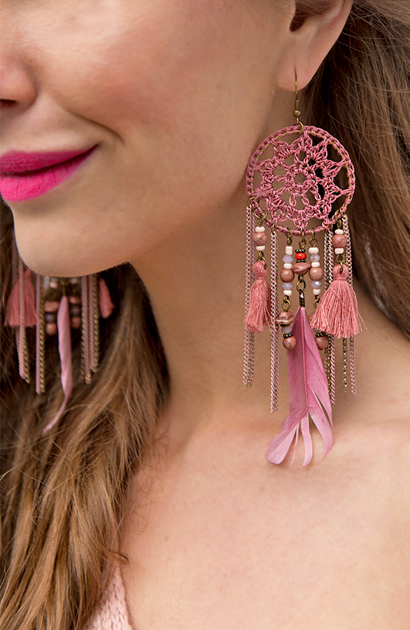 Dreamcatcher Oorbellen Blush Pink – shoparchief, foto 2
