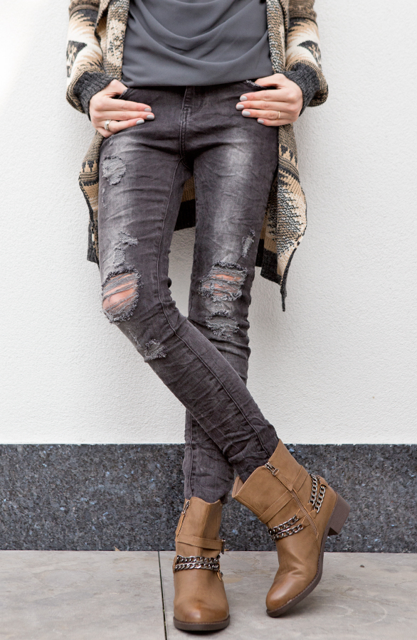 Chain Biker Booties Taupe – shoparchief, foto 3