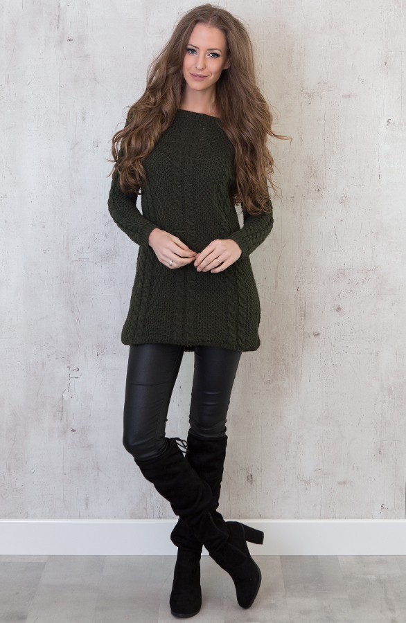 Cable Knit Sweater Army – shoparchief, foto 5