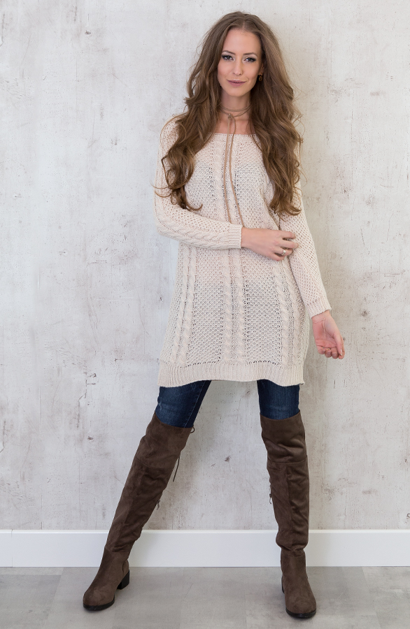 Cable Knit Sweater Beige – shoparchief, foto 5