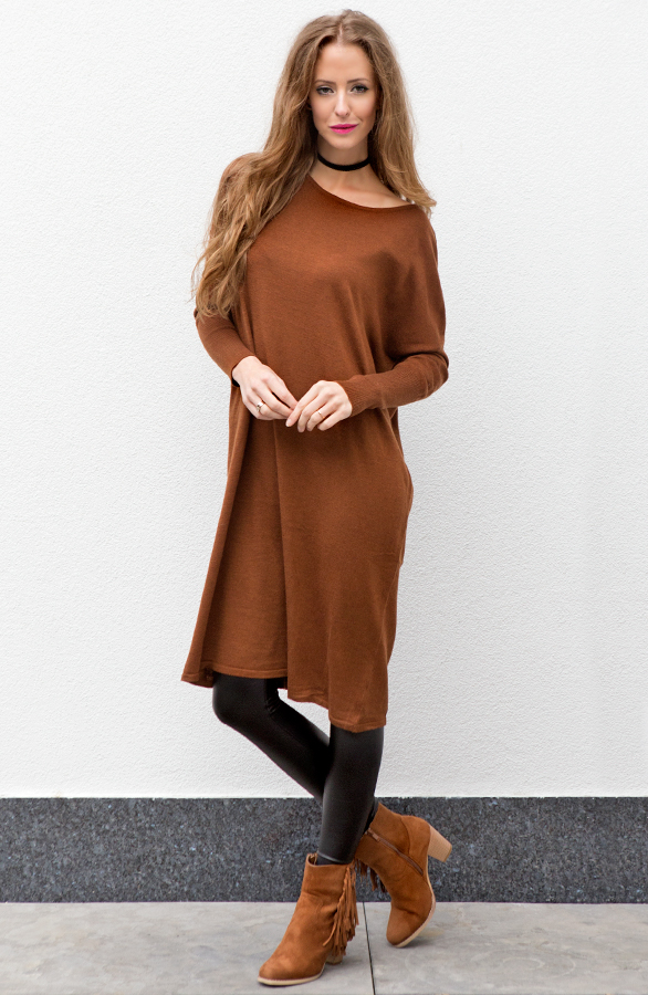 Long Oversized Tuniek Cognac – shoparchief, foto 4