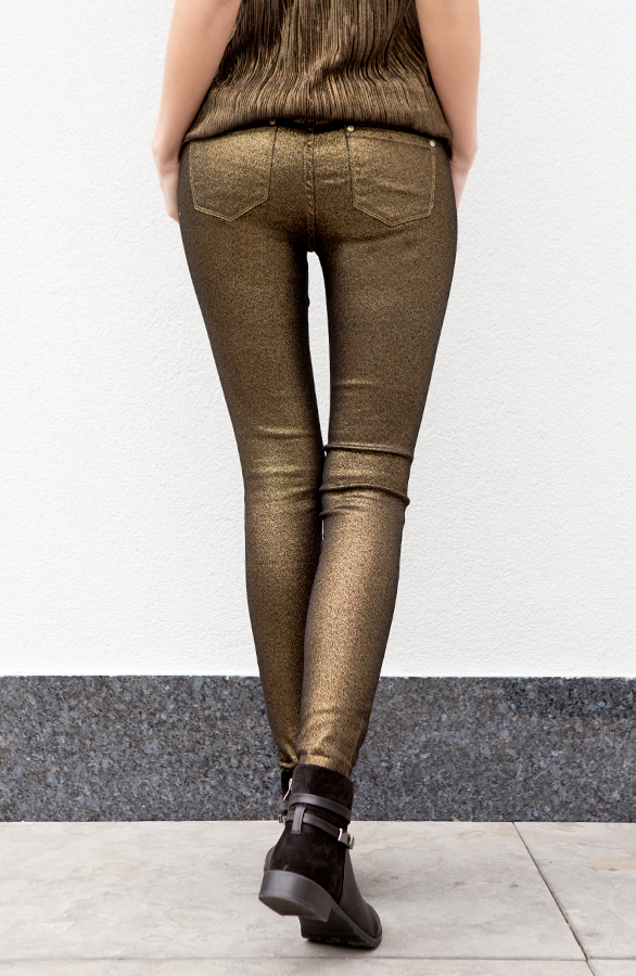 Metallic Coating Jeans Gold – shoparchief, foto 5