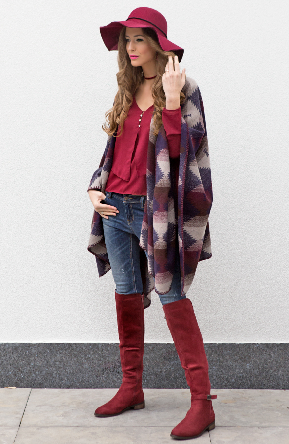 Overknee Buckle Boots Bordeaux – shoparchief, foto 3