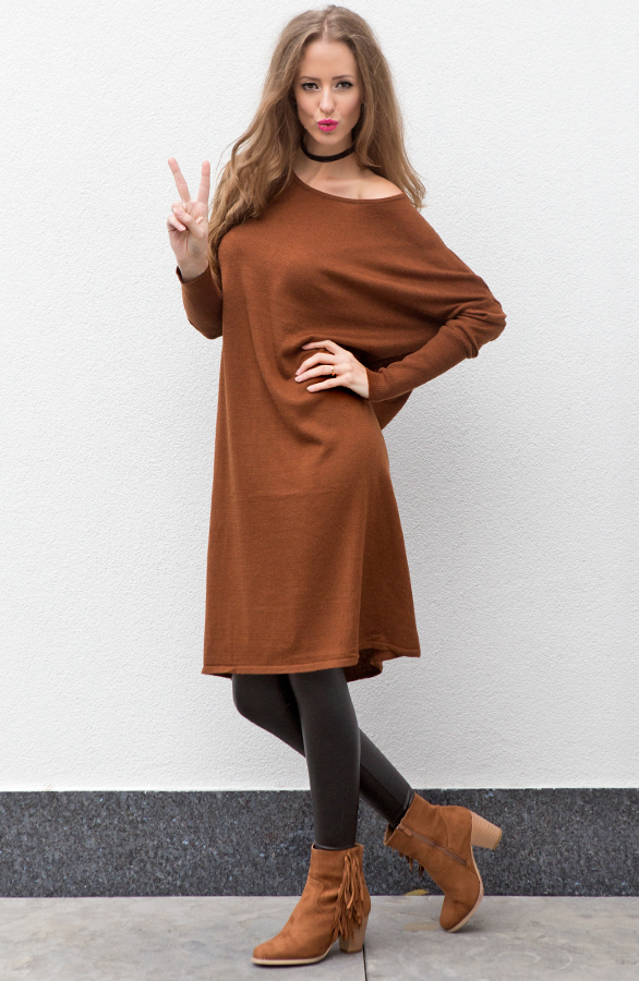 Long Oversized Tuniek Cognac – shoparchief, foto 2