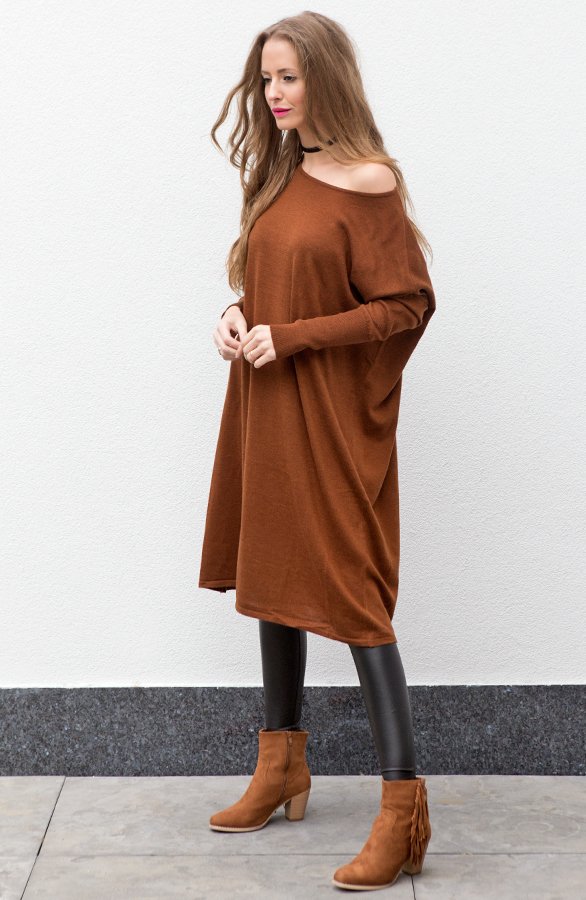 Long Oversized Tuniek Cognac – shoparchief, foto 5