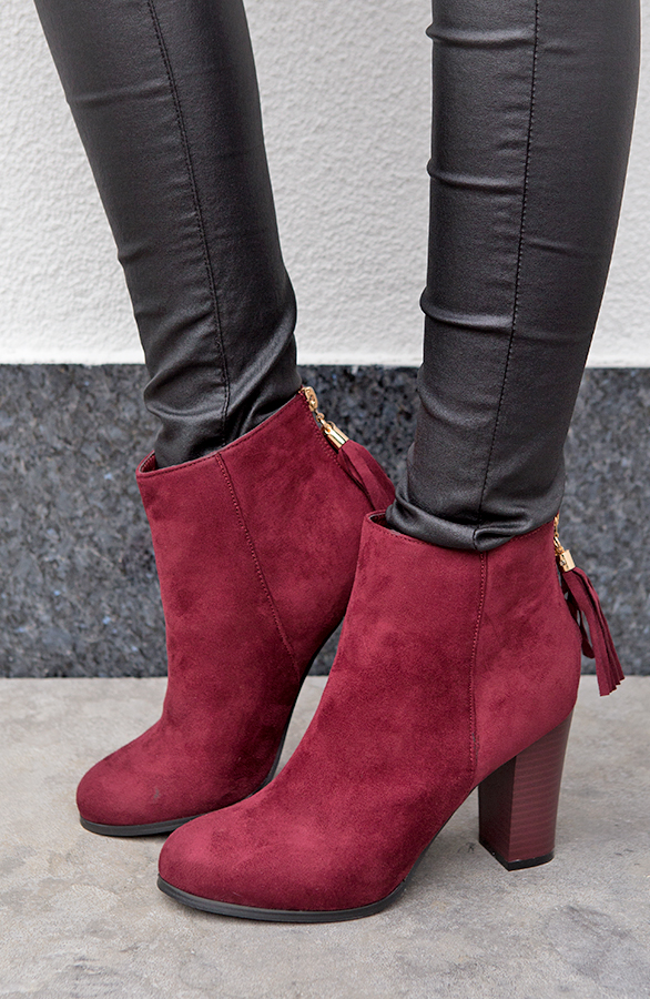 Suede Heels Bordeaux – shoparchief, foto 3