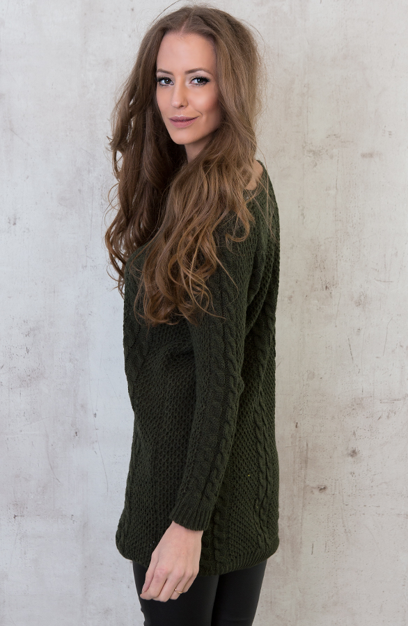 Cable Knit Sweater Army – shoparchief, foto 7