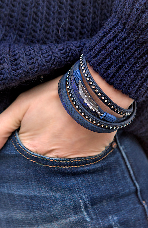 Wrap Bracelet Feather Navy – shoparchief, foto 2