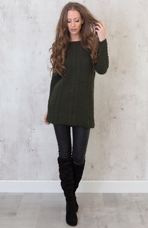 Cable Knit Sweater Army – shoparchief, foto 6