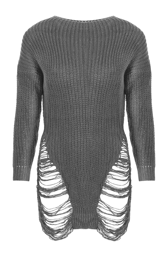 Damaged Sweater Antraciet – shoparchief