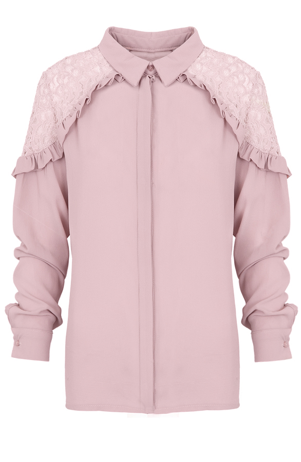 Lace Ruffle Blouse Blush – shoparchief