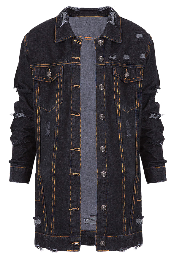 Long Denim Jacket Dark Denim – shoparchief