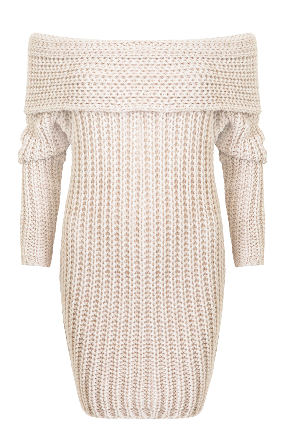 Long Off Shoulder Sweater Beige – shoparchief