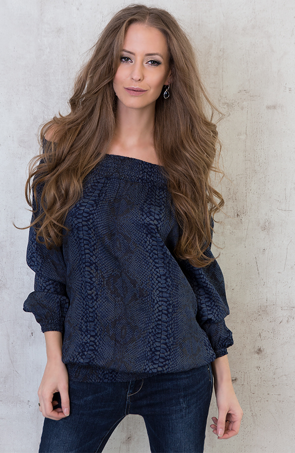 Strapless Snake Blouse Blue – shoparchief, foto 2