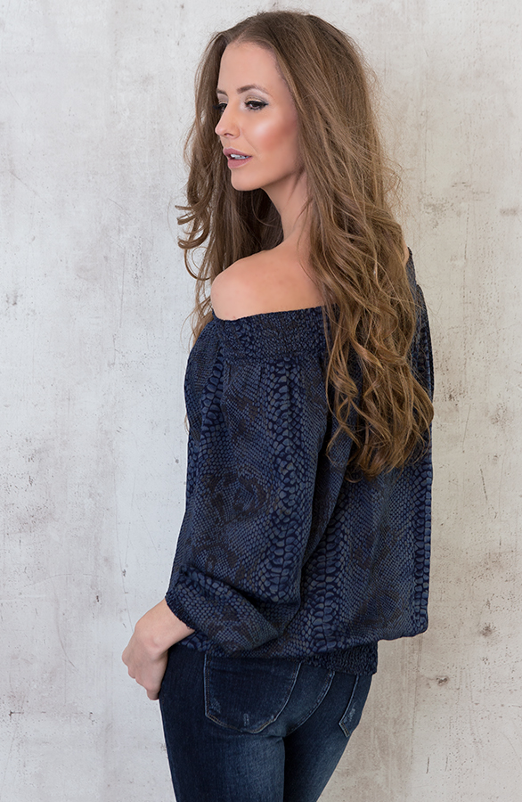Strapless Snake Blouse Blue – shoparchief, foto 4