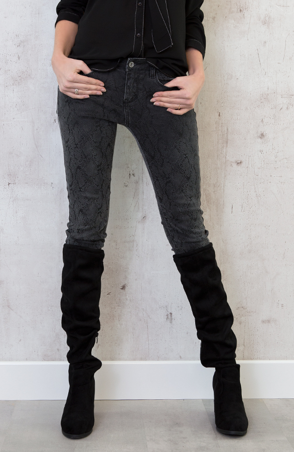 Snake Print Grey Jeans – shoparchief, foto 2