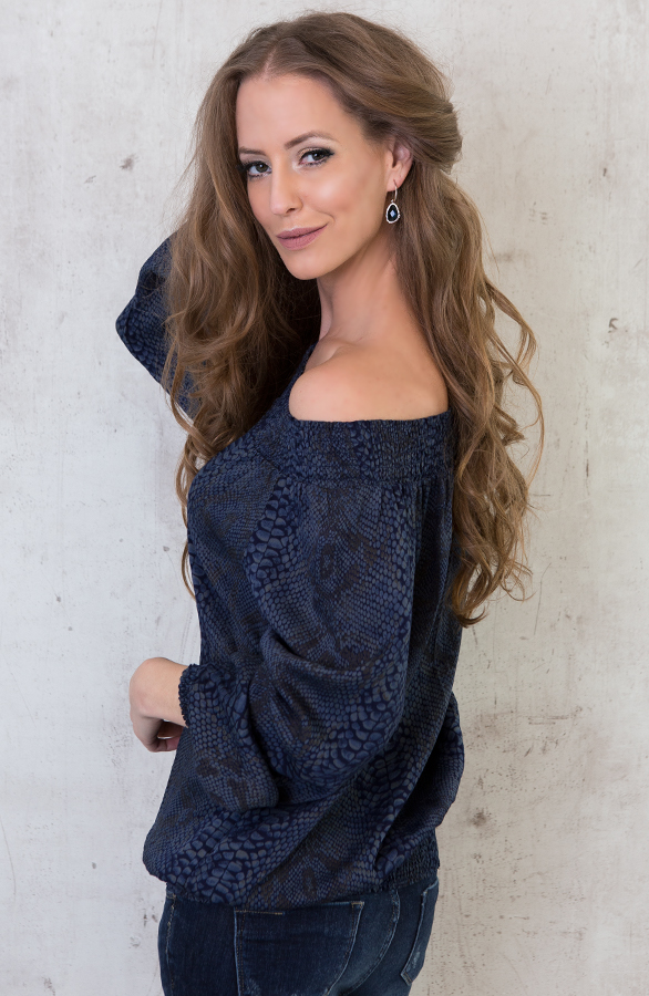 Strapless Snake Blouse Blue – shoparchief, foto 3