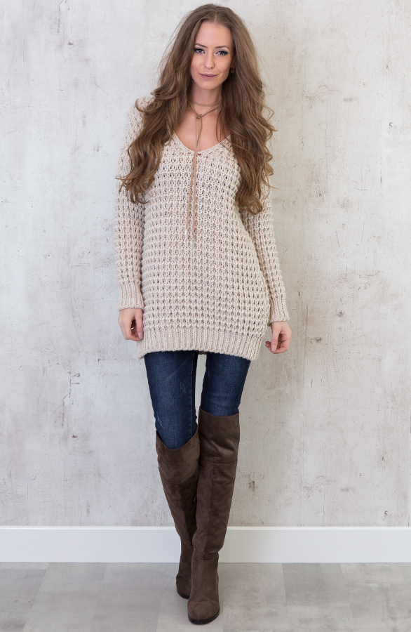 Knitted Sweater Beige – shoparchief, foto 4