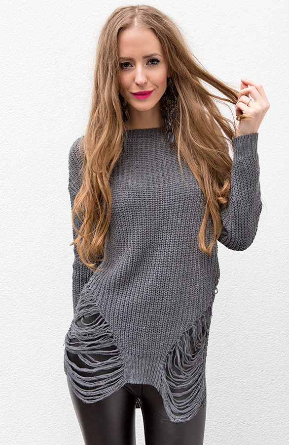 Damaged Sweater Antraciet – shoparchief, foto 5