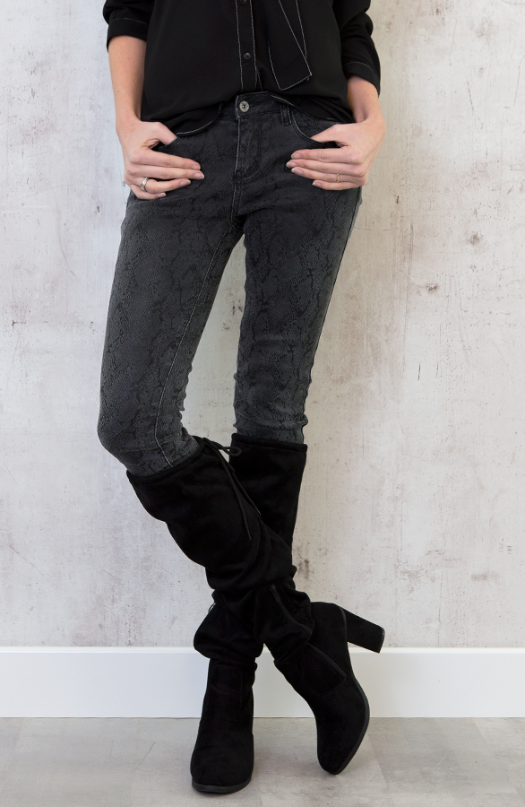 Snake Print Grey Jeans – shoparchief, foto 3