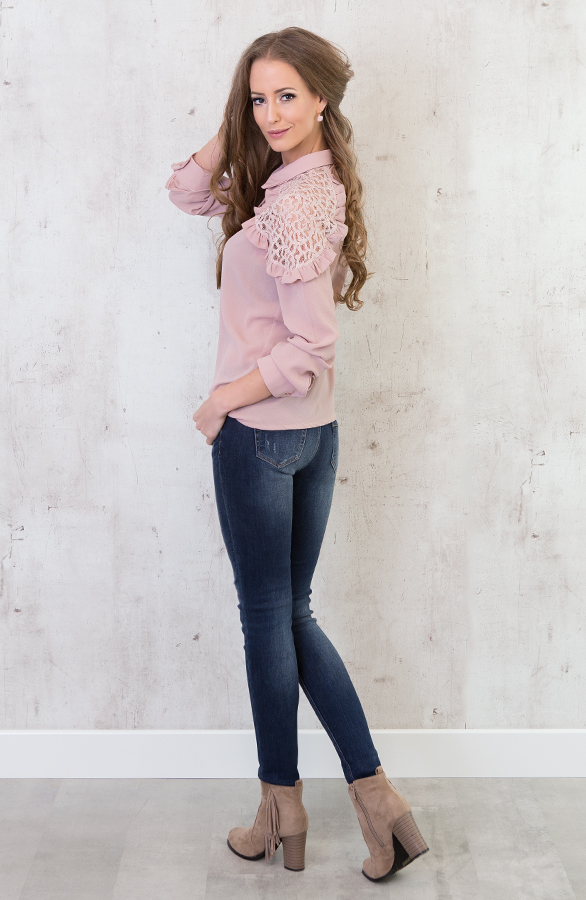 Lace Ruffle Blouse Blush – shoparchief, foto 5