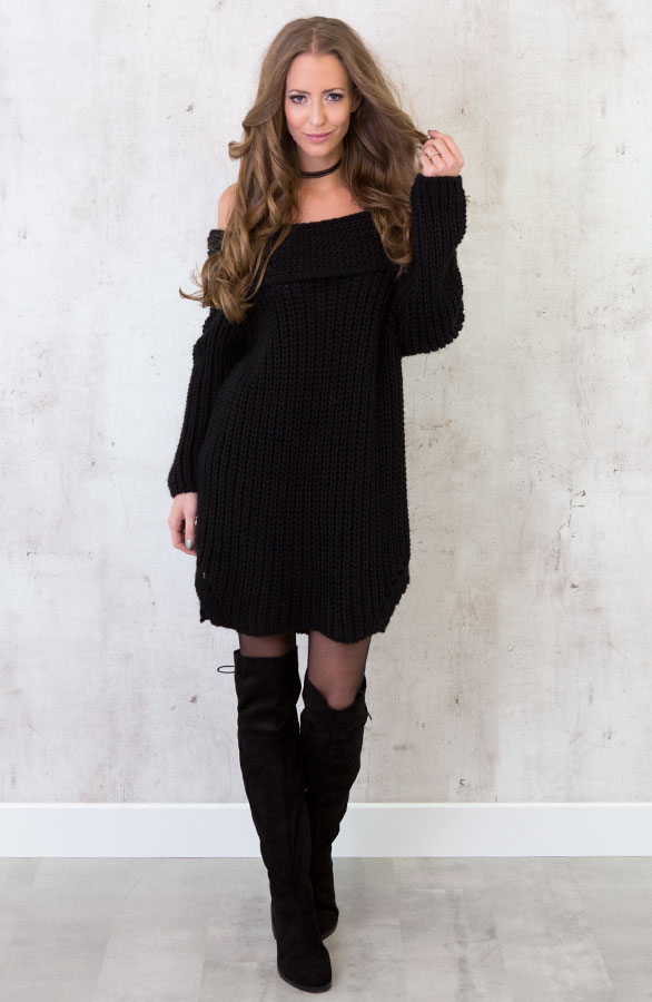 Long Off Shoulder Sweater Black – shoparchief, foto 2