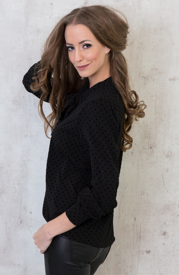 Polkadot Bow Blouse Black – shoparchief, foto 4