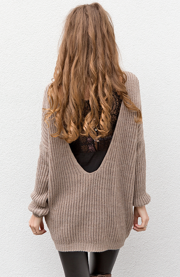 Low Back Sweater Taupe – shoparchief, foto 7