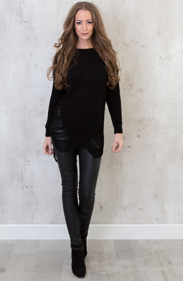 Damaged Sweater Black – shoparchief, foto 4