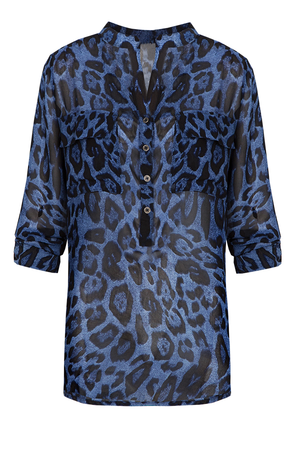 Leopard Blouse Kobalt – shoparchief