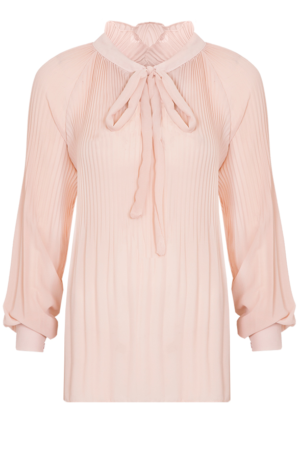 Plisse Bow Blouse Pink – shoparchief